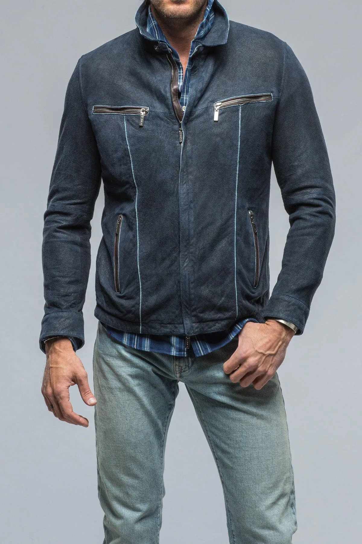 Farneta Suede Moto In Blue