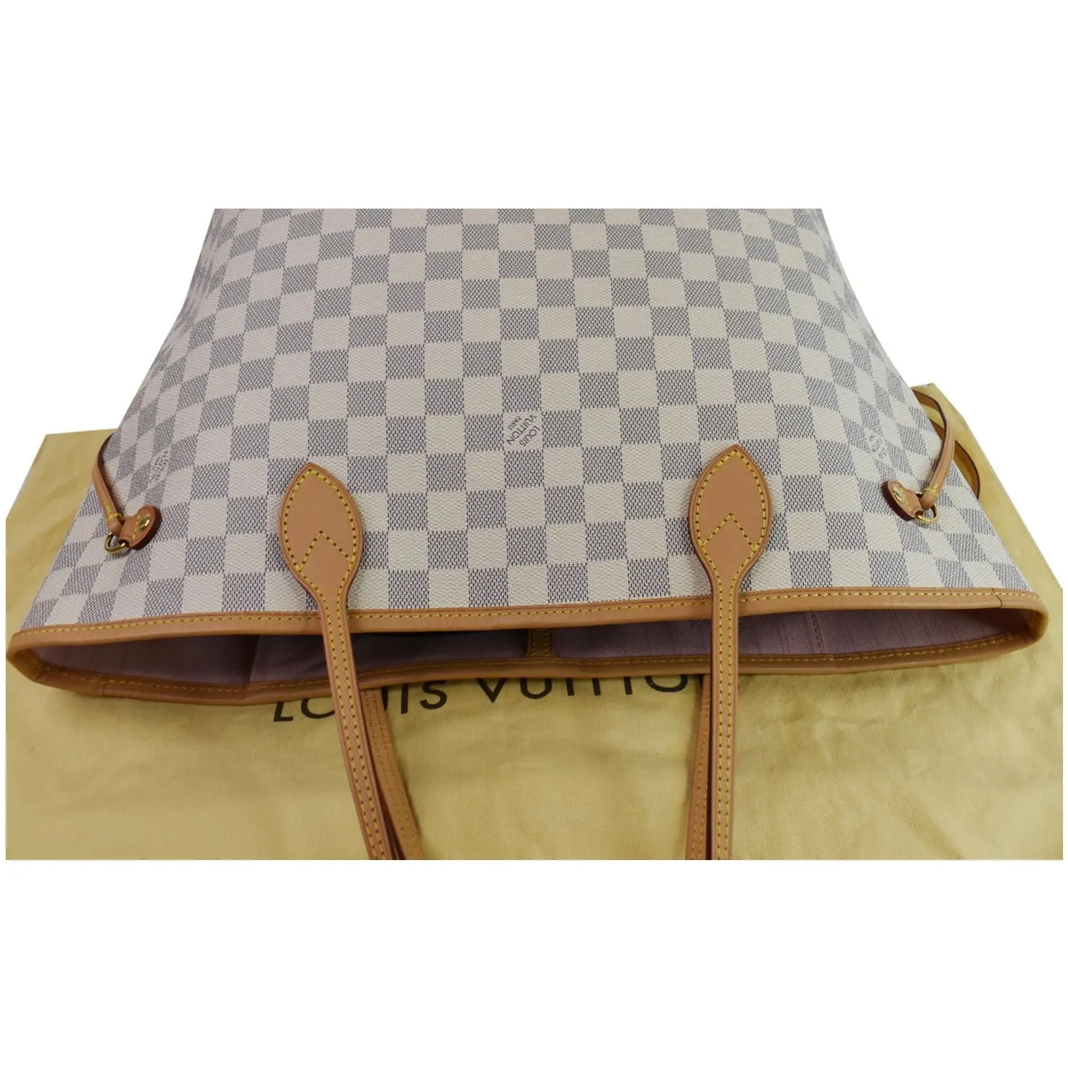 LOUIS VUITTON Neverfull MM Damier Azur Shoulder Bag White