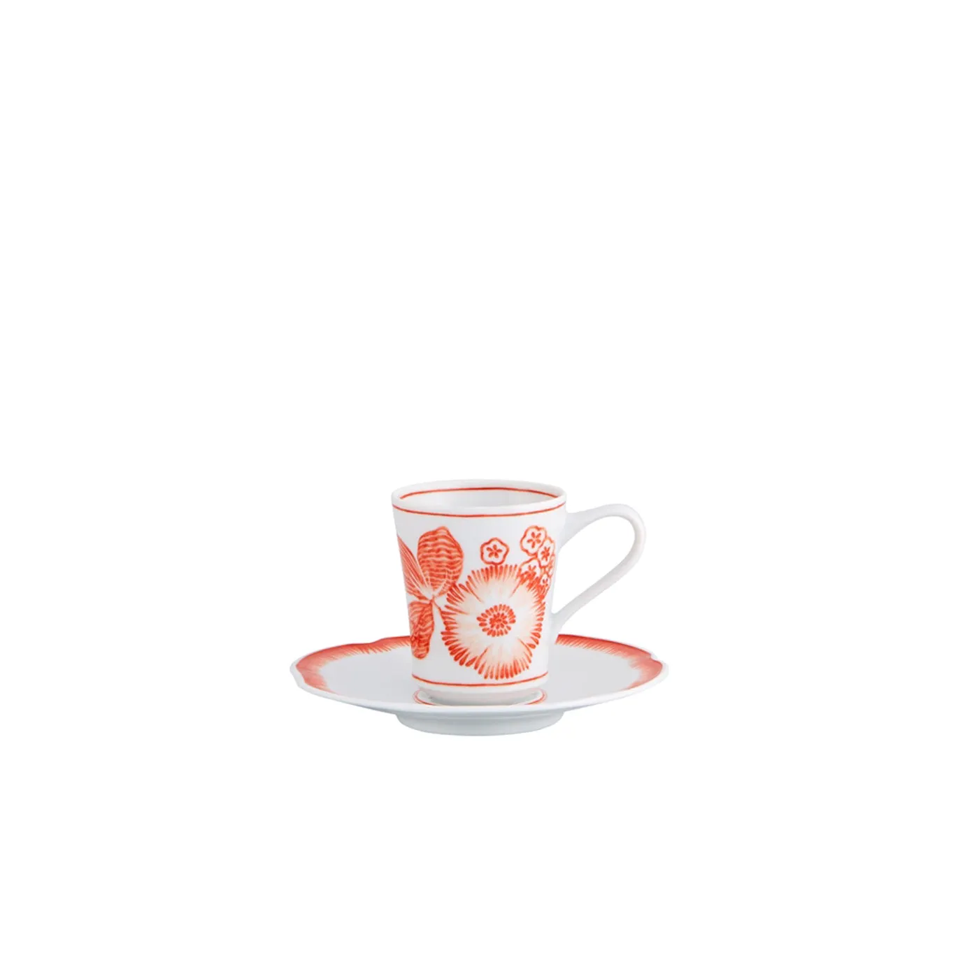OSCAR DE LA RENTA CORALINA COFFEE CUP & SAUCER, SET OF 4