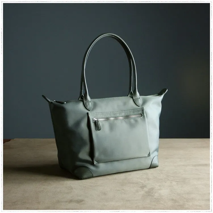 Womens Dark Gray Nylon Shoulder Tote Large Dark Gray Nylon Handbag Purse for Ladies