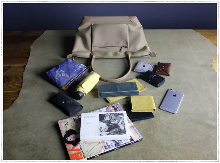 Womens Navy&Brown Nylon Shoulder Tote Medium Dark Blue Nylon&Brown Handbag Purse for Ladies